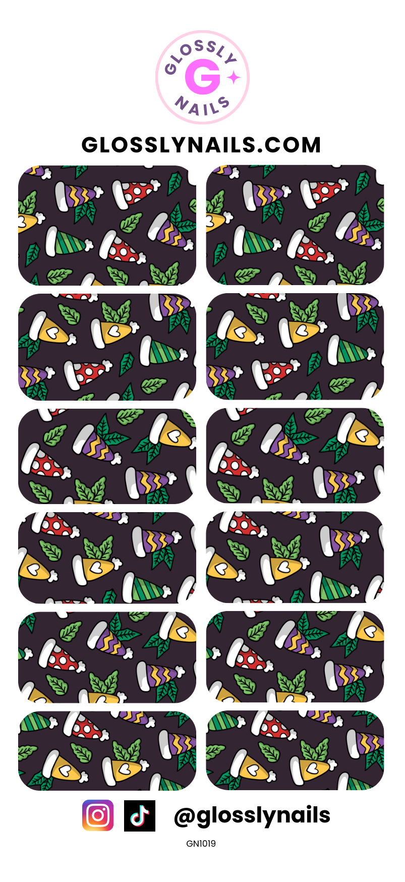 Christmas Waterslide Nail Decals - Multi-colour Santa Hats