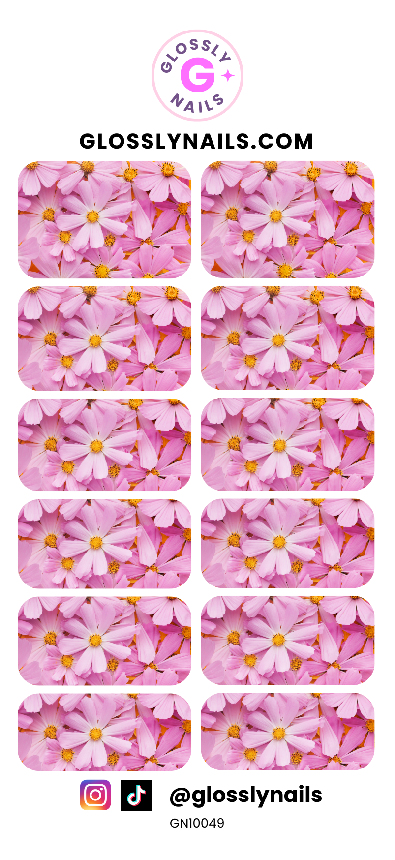 Pink Daisy Nail Decals - GN1049