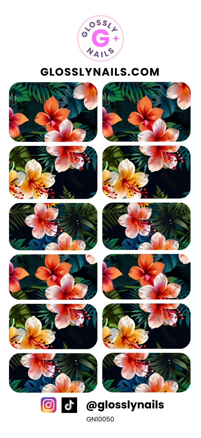 Hibiscus Flower Waterslide Nail Decals - GN1050