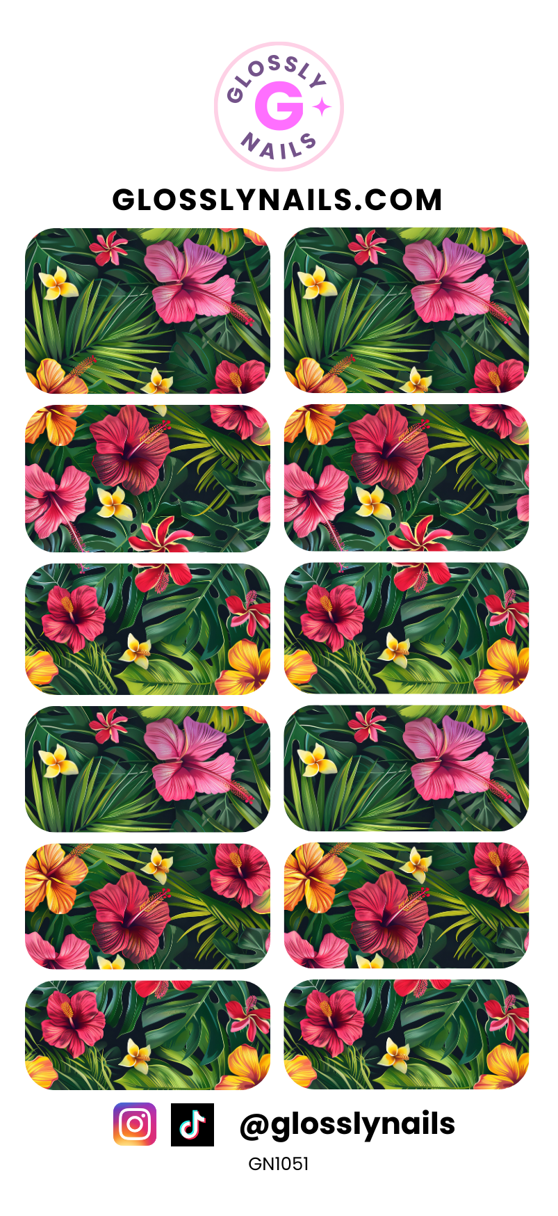 Hibiscus Flower Waterslide Nail Decals - GN1051