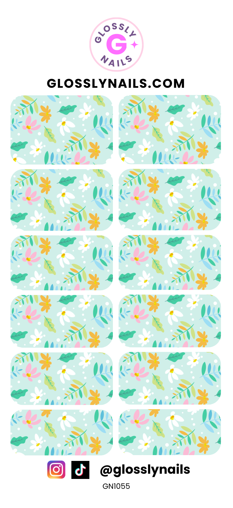 Spring Floral Waterslide Nail Decals - GN1055