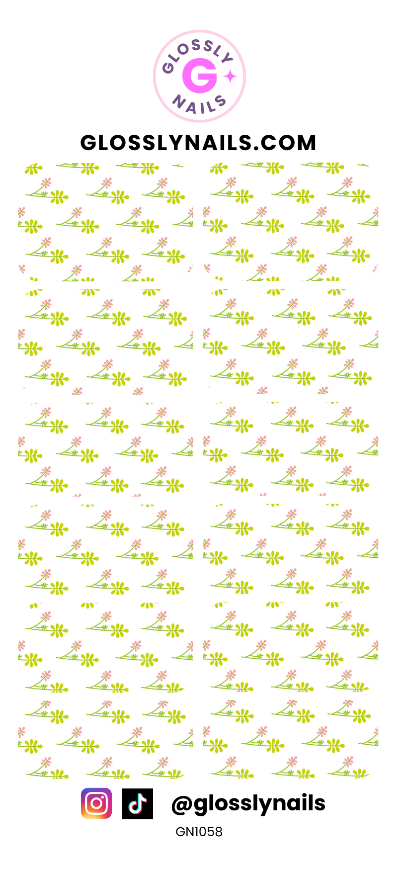 Spring Floral Waterslide Nail Decals - GN1058