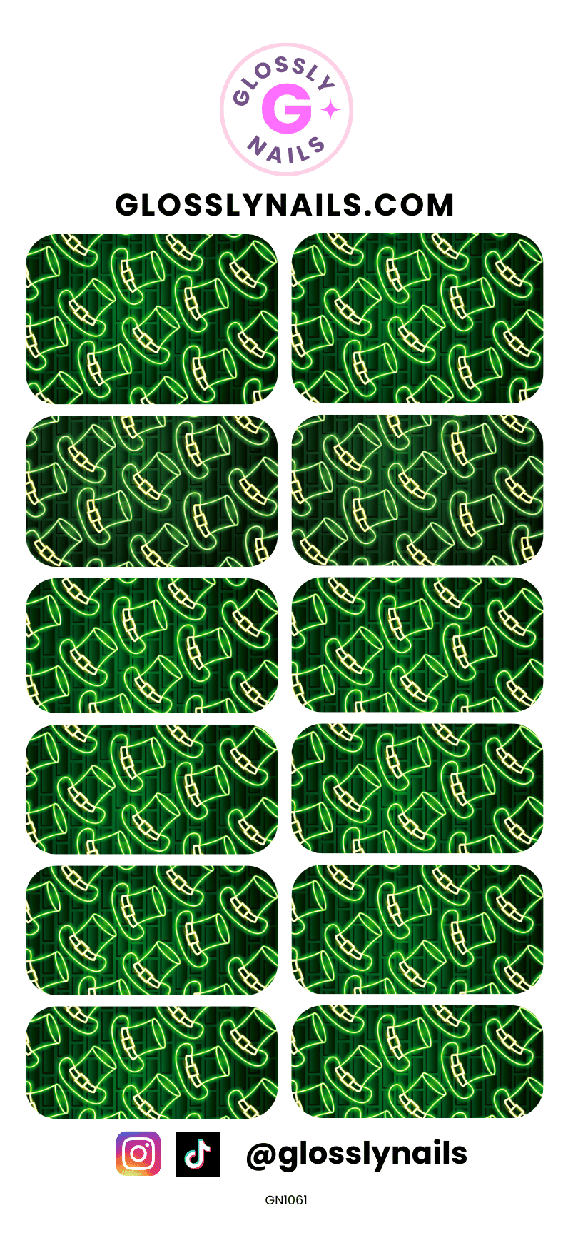 St Patricks Day Waterslide Nail Art Decals - Neon Leprechaun Hat