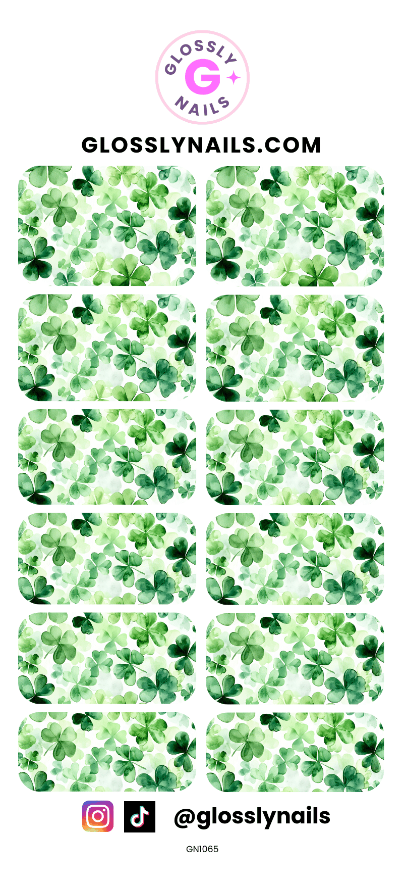 St Patricks Day Waterslide Nail Art Decals - Lucky Clover