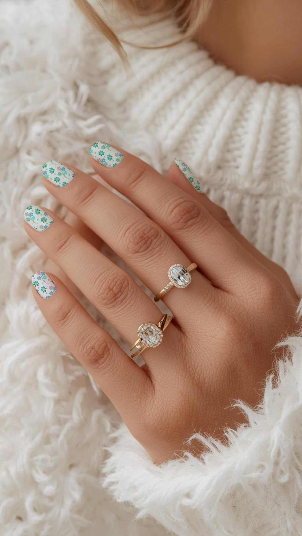 Mint Meadow Daisies Waterslide Nail Decals - GN1052